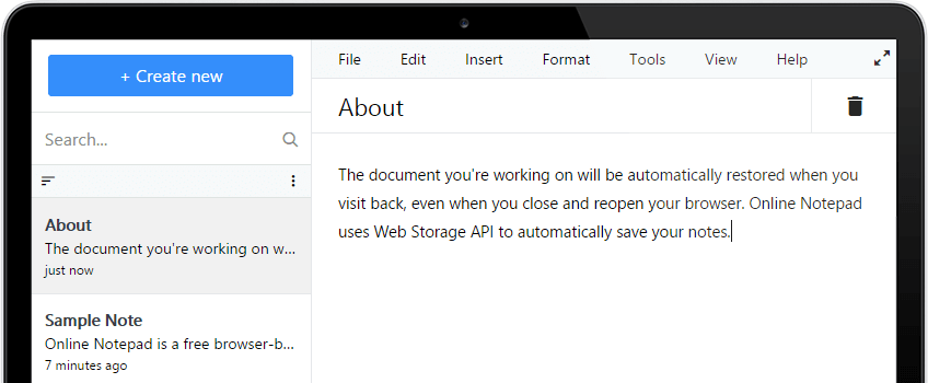 Knitseo Online Notepad Screenshot